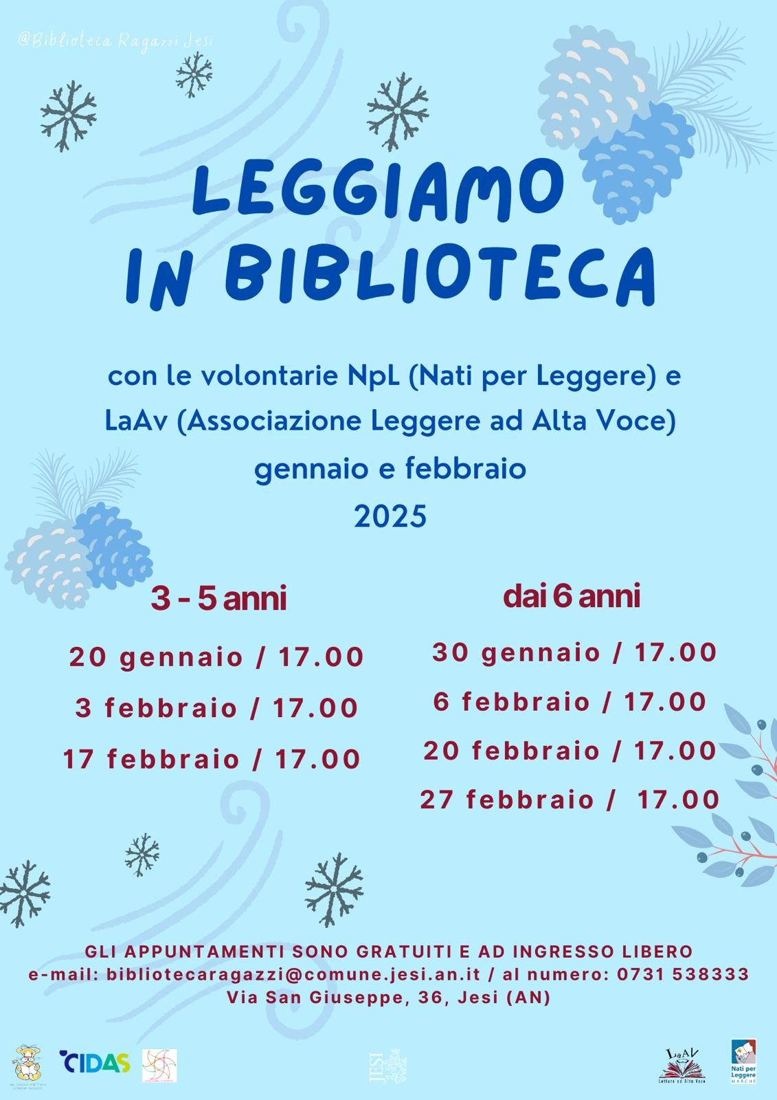 Locandina completa Leggiamo in biblioteca